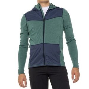 Smartwool Men’s Merino Wool Teal/Navy Color-block Hoodie— Size Large